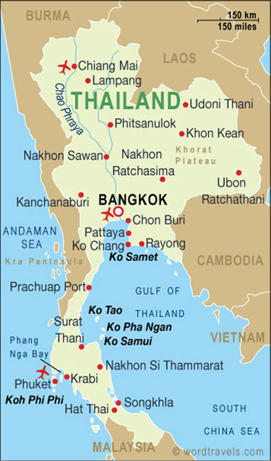 Thailand Map, Thailand Travel Maps from Word Travels