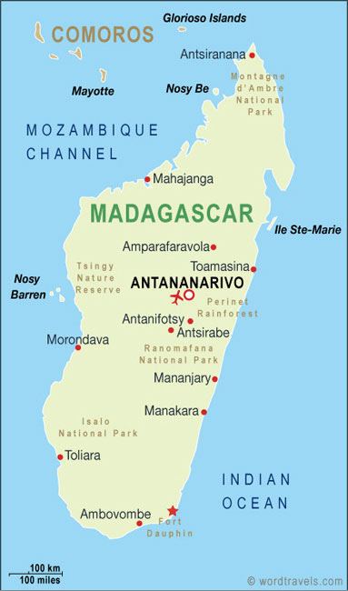 Madagascar Map, Madagascar Travel Maps from Word Travels