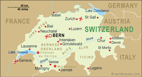 Switzerland Map, Switzerland Travel Maps from Word Travels